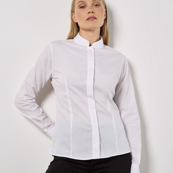 Kustom Kit Ladies Long Sleeve Tailored Mandarin Collar Shirt Thumbnail