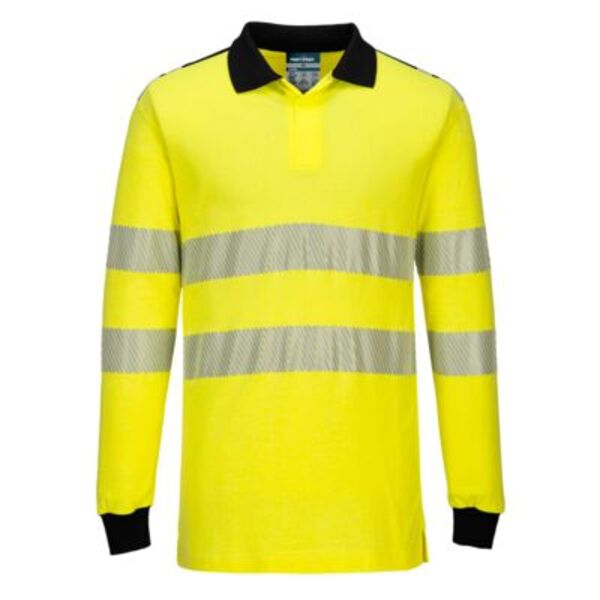 PW3 Modaflame Knit Hi-Vis FR Long Sleeve Polo Shirt Thumbnail